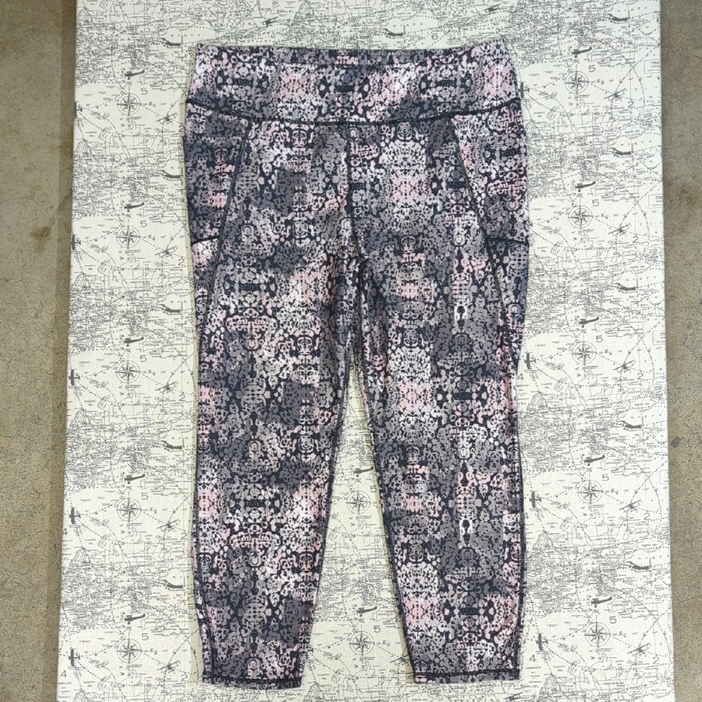 Jones New York Plus Size 3X Pink and Black Patterned Leggings